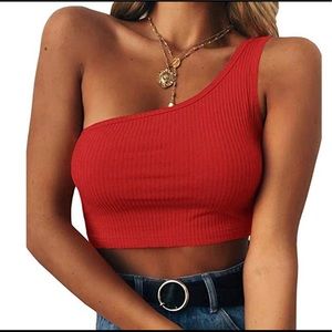 Asymmetrical One Shoulder Crop Tank